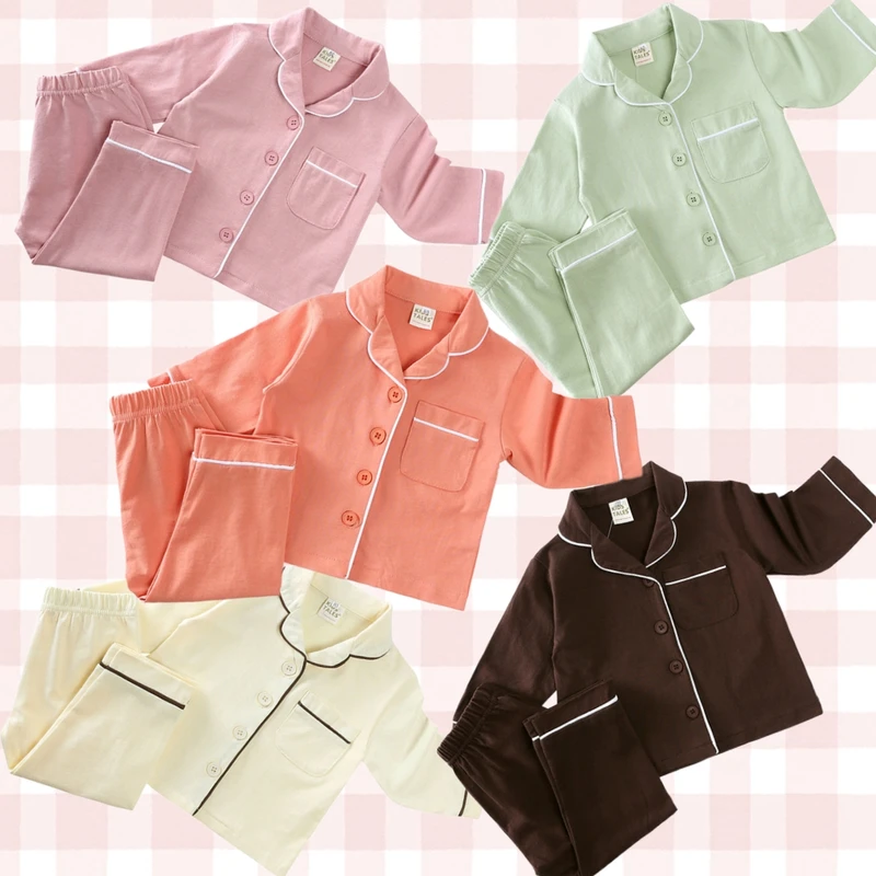 CHINEE Cute Fashion Lovely Toddler Girl Pajamas Casual Solid Color Girls Pajama Set High Quality Comfy Eco friendly Breathable Cotton