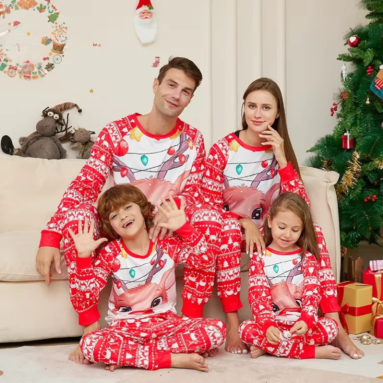 CHINEE-Cute-Parent-Child-Clothing-Family-Pajamas-Set-Christmas-Deer-Print-Long-Sleeved-Two-Piece-Set-Round-Neck-Pajamas
