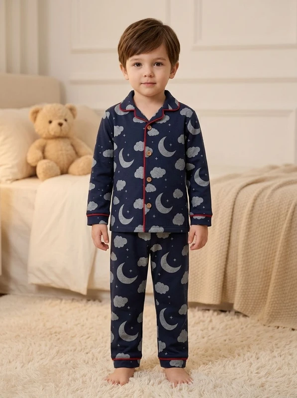 CHINEE Cute Printed Cotton Pajama Set Long Sleeve Turn down Collar Baby Boys Soft Sleepwear Autumn Infants & Toddlers