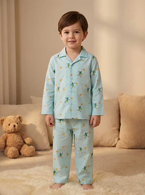 CHINEE Cute Printed Cotton Pajama Set Long Sleeve Turn down Collar Baby Boys Soft Sleepwear Spring Infants & Toddlers