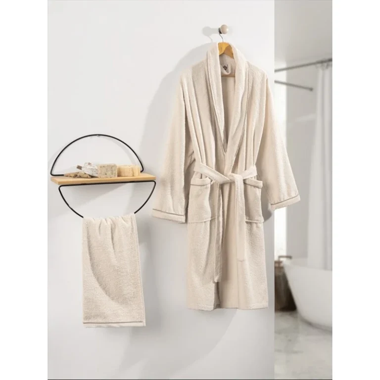 CHINEE-Deluxe-Single-Cream-Cotton-Bathrobe-Set-Bathrobe-Sets