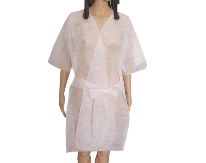 CHINEE Disposable Isolation PP OEM Design Soft Comfortable Sauna Bathrobe Non Woven Disposable Kimono Custom Spa Robe Kimono Dressing