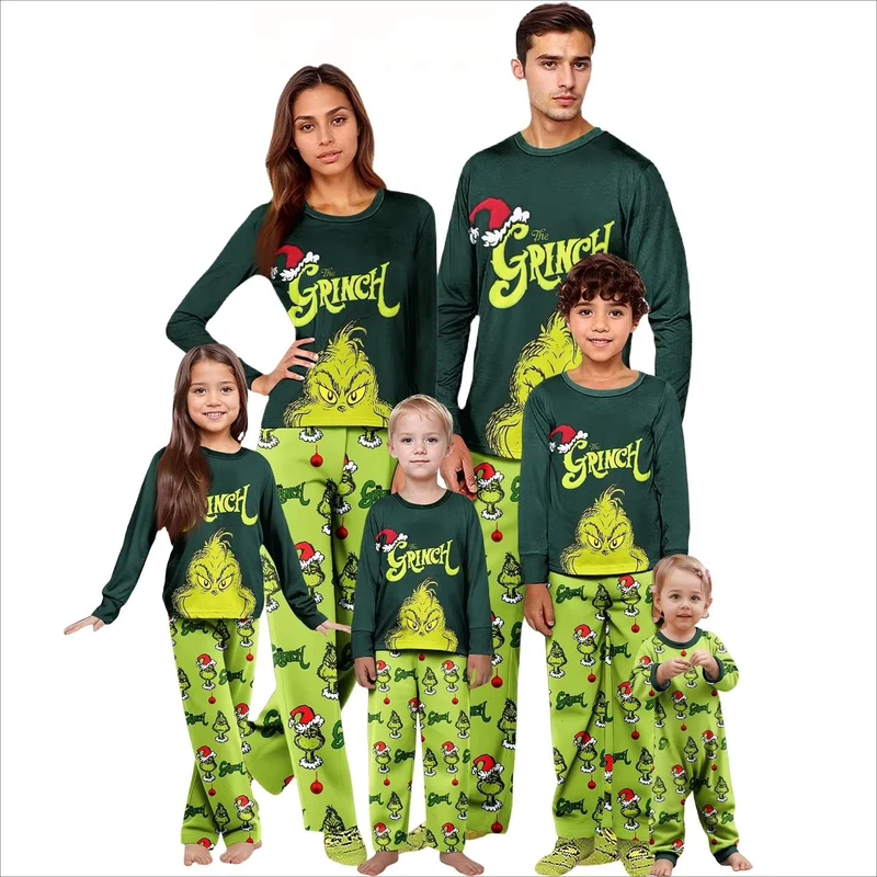CHINEE Drop Shipping New Autumn Winter Crew Neck Family Matching Pajamas Christmas Parent child Wear Long Sleeve Xmas Family PJS