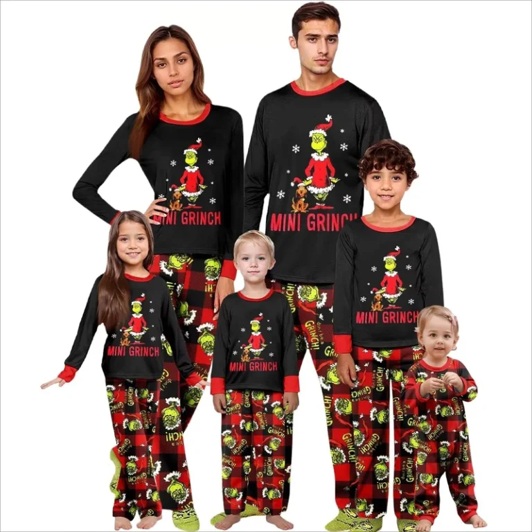 CHINEE-Drop-Shipping-Toddler-Kids-Boys-Baby-Girls-Adult-Child-Pajamas-Grinch-Christmas-Print-Family-Matching-Elastic-Waist-Summer