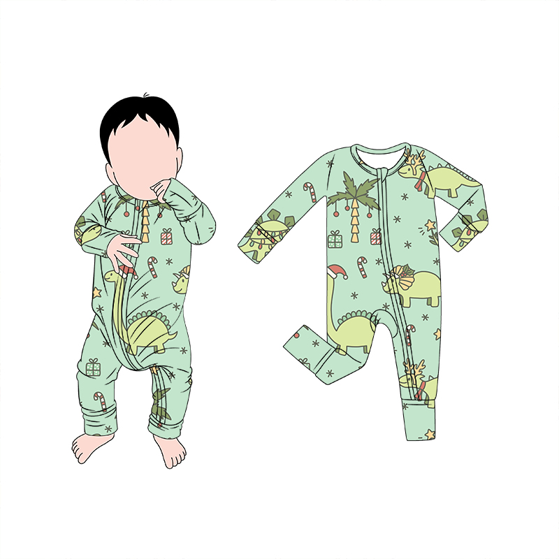 CHINEE Duty free Custom Print Bamboo Fiber Baby Zipper Footed Sleeper Romper Clothes Toddler Kids Pajamas Clothing