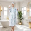 CHINEE EM Quick Dry Microfiber RPET Bathrobe Set Microfiber Suede Roll Pattern High Color Machine Washable Travel Gift