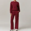CHINEE EU US Women's Long Sleeve Jumper and Drawstring Pockets Joggers Pants Breathable Cotton Casual 2PCS Lounge Set
