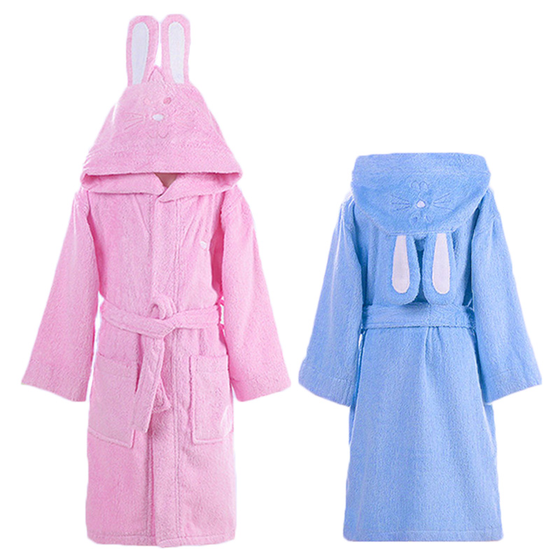 CHINEE Eco Friendly Kids Bathrobe Set Custom Cute Plush Coral Fleece Hooded Bathrobe Wearable Portable Kids Bath Robe
