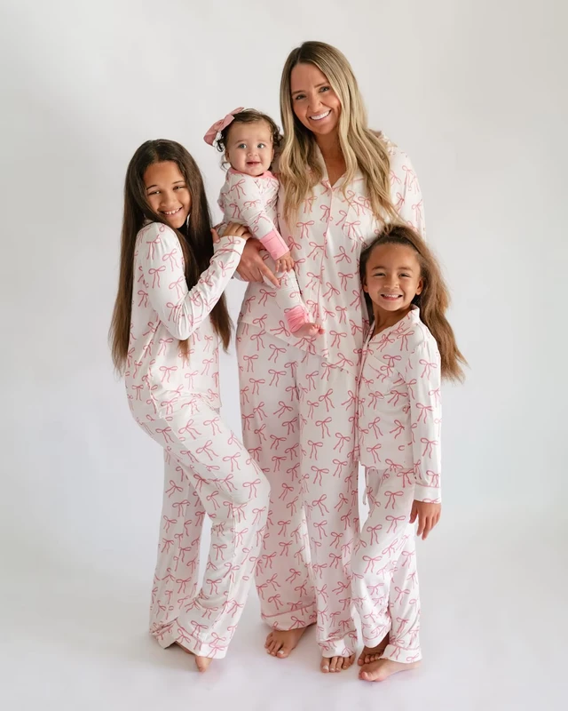 CHINEE Eco friendly Breathable Organic Cotton Modal Bamboo Family Matching Pajamas Mama and New Born Pyjama Matched