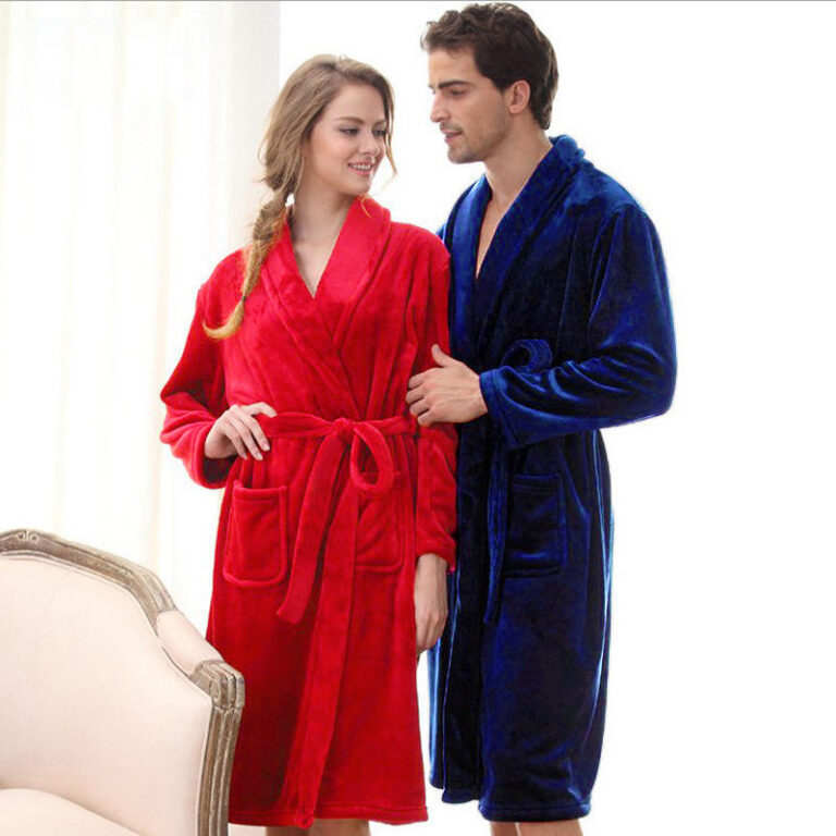 CHINEE-Eco-friendly-Couple-Robe-Sleepwear-Flannel-Fleece-Bathrobes-Womens-Flannel-Solid-Robe-Ladies-Gown-Womens-Robe