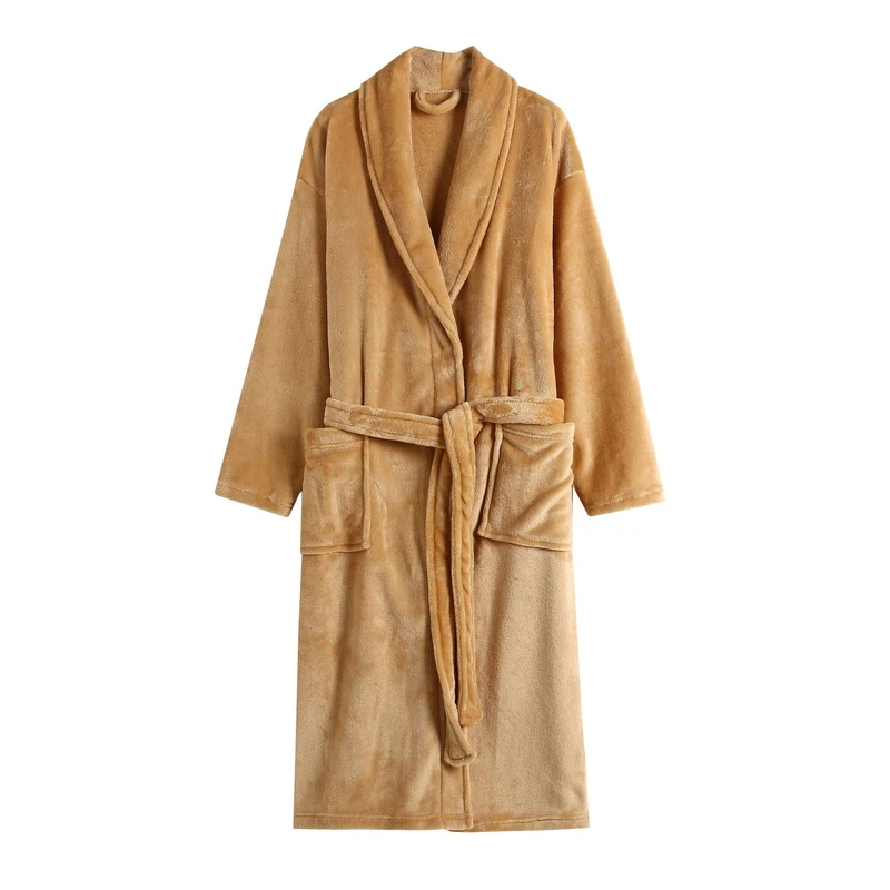 CHINEE Eco friendly Oversize Winter Warm Long Flannel Bathrobe Women Thick Night Plush Bath Robes Dressing