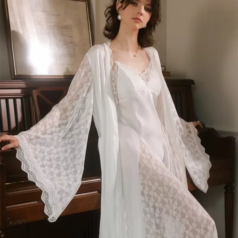 CHINEE-Elegant-Breathable-Satin-Lace-Two-Piece-Summer-Nightdress-Set-Womens-Sleepwear-Long-Sleeve-Camisole-Nightgown-Loungewear