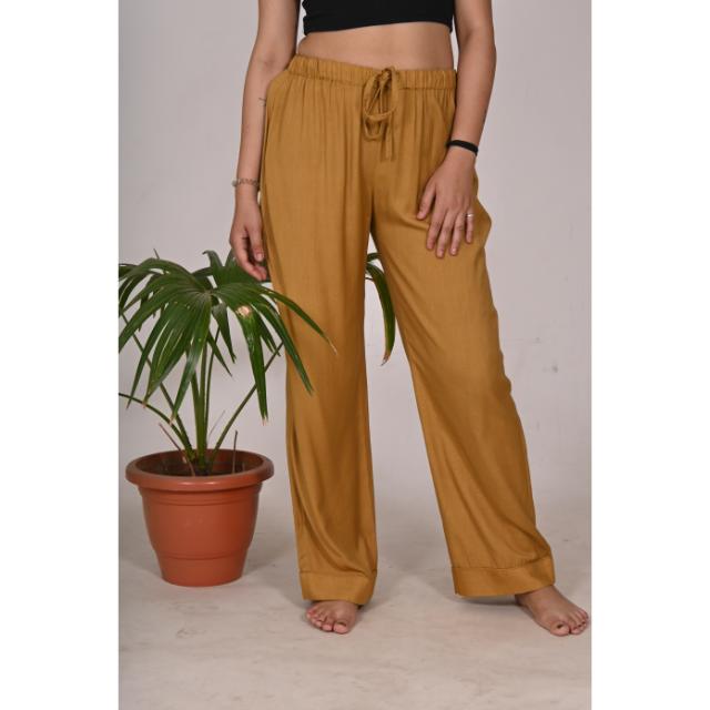 CHINEE Elegant Casual Comfortable Womens Rayon Pajama Pants Eco-Friendly Soft Smooth Sleepwear Mid-Elastic Waist Flat Front Summer
