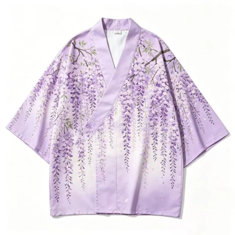 CHINEE Elegant Crane Print Kimono Robe Unisex Plus Size Traditional Long Nightgown HAPPI Eco Friendly Breathable 150g Oxford V neck
