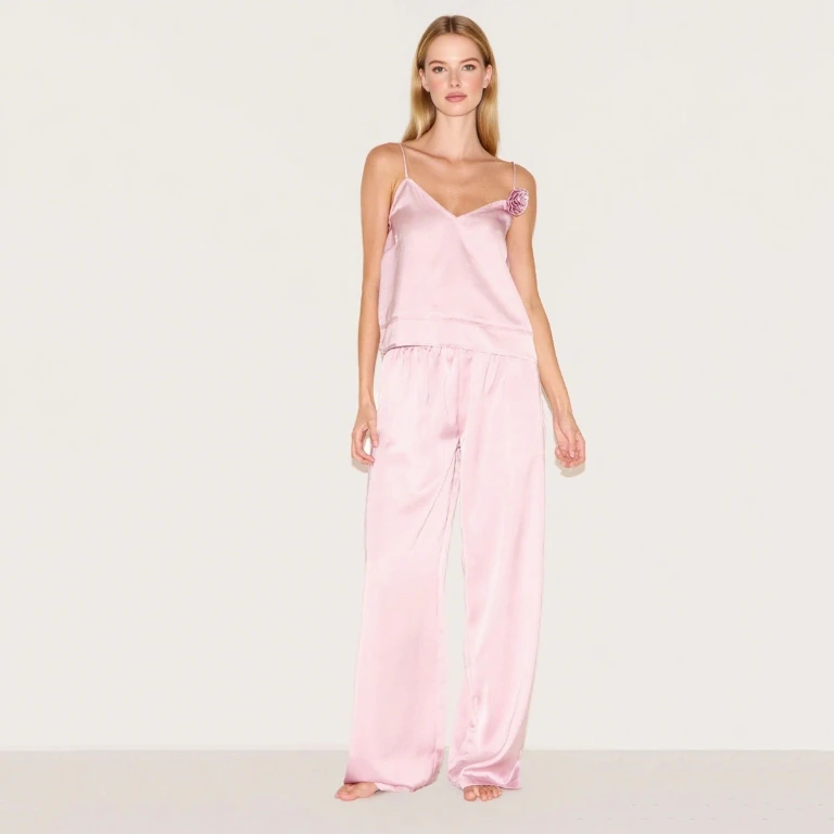 CHINEE-Elegant-Elastic-Waist-Custom-Printed-Spring-Summer-Lightweight-Soft-Breathable-Cozy-Front-Logo-Camisole-Pajama-Set