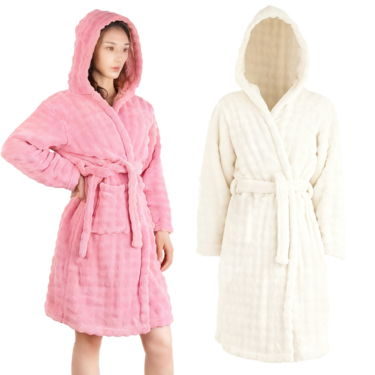 CHINEE Elegant Multiple Sizes Plus Size Thickened Coral Fleece Adult Bathrobe with Soft & Breathable Fabric for Family Hotels and Spas