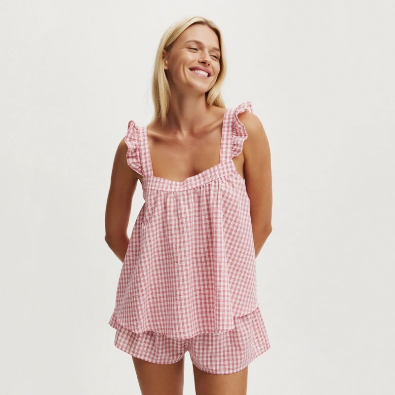 CHINEE Elegant Sweet Trendy Women's Sleeveless Top Shorts Pajama Sets Loungewear Spring Summer Autumn Casual Soft