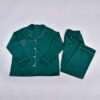 CHINEE Elegant Women's Satin Pajama Set with Contrast Buttons & Piping Trim Comfortable Sleepwear