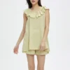CHINEE Enyami Ruffled Collar Pajamas Women Sleeveless Top and Shorts Nightgown Springs Nightwear Sweet Women's Sleepwear 2 Pieces Set