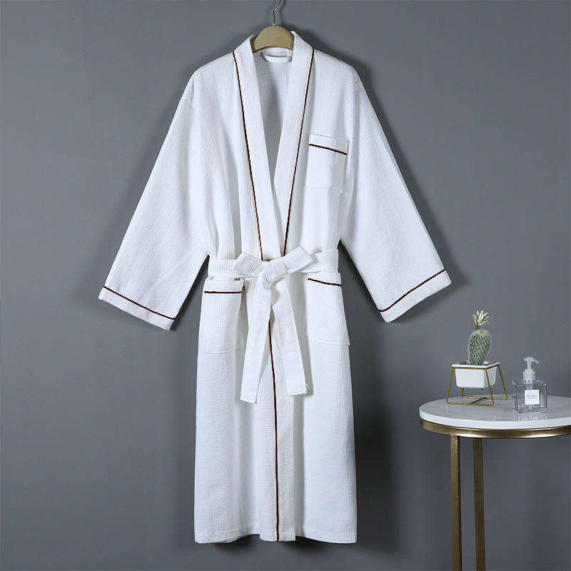 CHINEE Factory 100% Cotton Unisex Hotel Robe Towel Robe Waffle Weave Hand Kimono Collar Style Bathrobe Hotel Spa