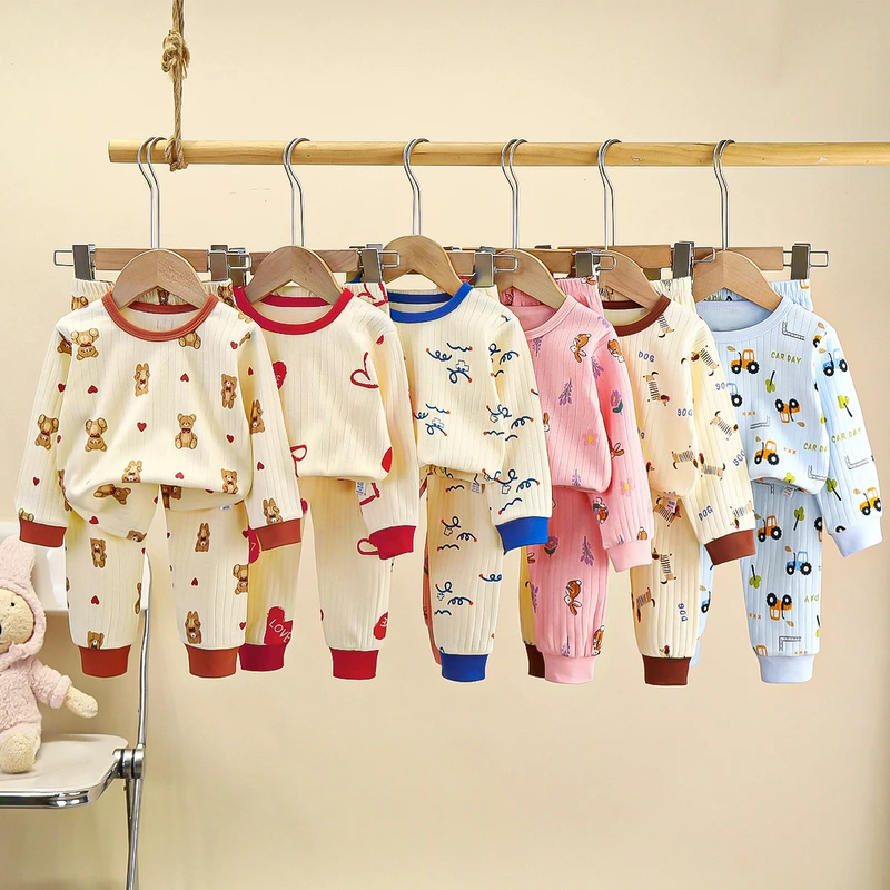 CHINEE Factory 2 Piece Toddler Pyjamas Long Sleeve Soft Baby Sleepwear Cotton Boys Girls Pajamas Kids Underwear Sets
