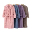 CHINEE Factory Casual Knitted Sleepwear Set Night Pyjamas Woman Plush Fleece Knee length Sherpa Hooded Bathrobe Premium Long Spa Robes