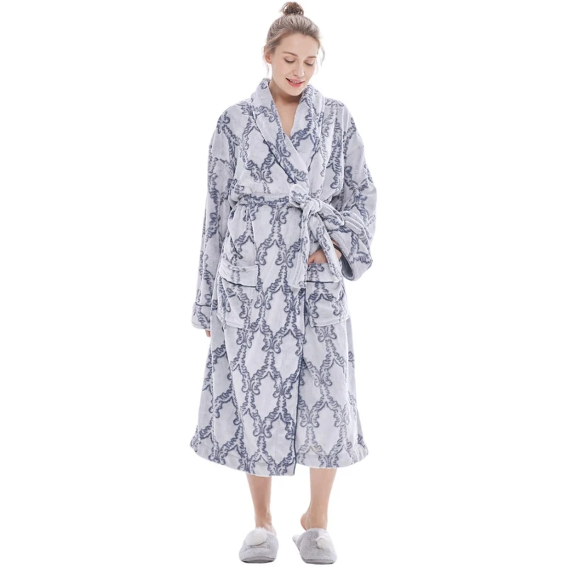 CHINEE Factory Cozy Comfort Warm Europe Luxury Elegant Oversize Plush Fleece Flannel Winter Bathrobe Sleepwear Women Adults OEKO TEX