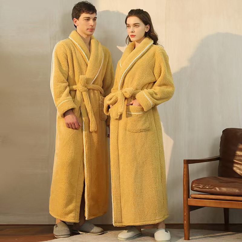 CHINEE Factory Custom Fluffy Soft Thick and Warm Men's Long Pajamas and Quick drying Water absorbent Bathrobe