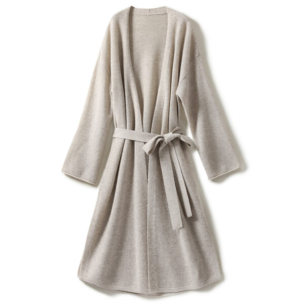 CHINEE Factory Custom Luxury Women's Cozy Soft Knitted Cashmere Spa Robes Bathrobes Nigthwears Lounge Wear