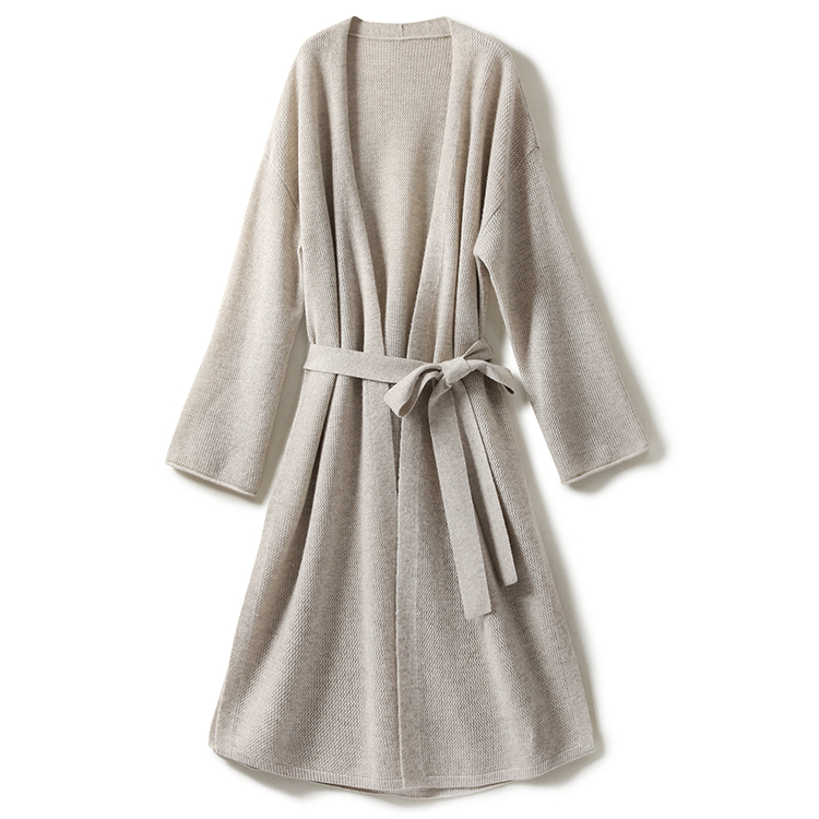 CHINEE Factory Custom Luxury Women's Cozy Soft Knitted Cashmere Spa Robes Bathrobes Nigthwears Lounge Wear