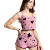CHINEE Factory Direct European and American Women's Knitted Pit Stripe Print Sweet Camisole Shorts Pajamas
