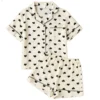 CHINEE Factory Direct Sale Women's Summer Woven Elastic Waist Thermal Pajamas Set Sweet Heart Print Casual Loungewear Sleepwear