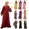CHINEE Factory Direct Supply Large Size Casual Chiffon Empire Autumn Dress Basic Pure Color Lace New Middle Eastern Malay Robe