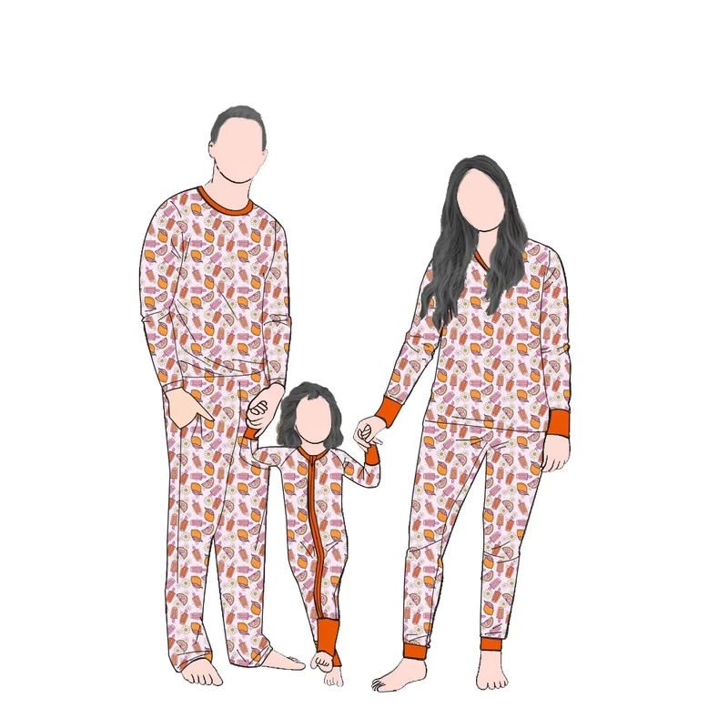 CHINEE Factory Directly Sale Custom Unisex Custom Printed 2pcs Parent Child Family Matching Pajamas Set for Kids and Adults
