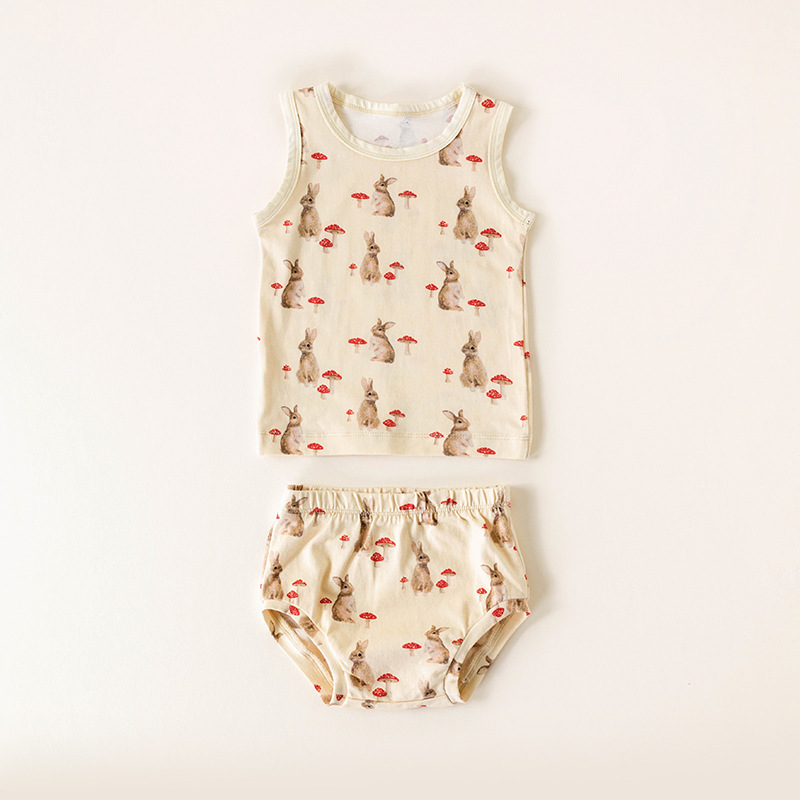 CHINEE Factory High Quality Kids Pajamas Summer Vest T Shirt Pants Breathable Baby Boy Clothes Set