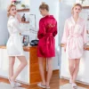 CHINEE Factory Lace Silky Satin Kimono Robe White Pink Bridal Party Bride and Bridesmaid Sleepwear Robes With Letters