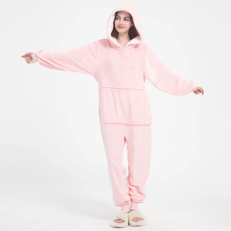 CHINEE Factory Manufacturer Custom Flannel Soft Unisex Plush Adult Throw Sleepwear Homewear Pajamas Onesie for Winter