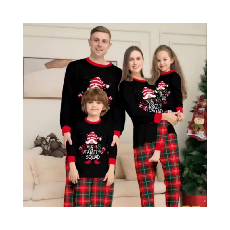 CHINEE Factory New Snowflake Red Green Checker Set Europe and America Christmas Sets Family Christmas Pajamas Sets