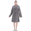 CHINEE Factory Printed Bathrobe Luxury Womens Plush Fleece Robe Cozy Warm Hotel Bathrobe Fuzzy Female Spa Robe With Pockets
