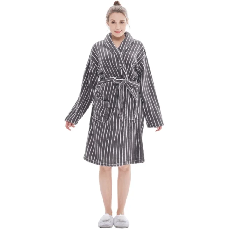 CHINEE Factory Printed Bathrobe Luxury Womens Plush Fleece Robe Cozy Warm Hotel Bathrobe Fuzzy Female Spa Robe With Pockets