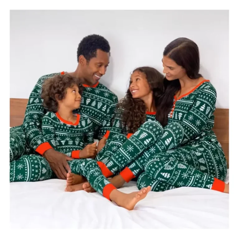 CHINEE-Factory-Printed-Patchwork-Contrasting-Color-Home-Clothing-Christmas-Long-Sleeved-Parent-Child-Outfit-Pajama-Sets