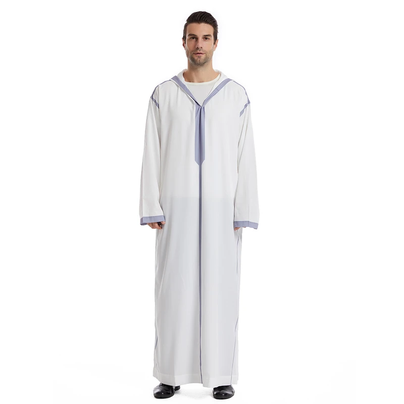 CHINEE Factory Spot Men's Ethnic Robes Dubai Arab Prince Hooded Gown Color Hui Clothing Winter Polyester Material Ankle Length