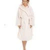 CHINEE Factory Womens Soft Luxury Plush Fleece Hooded Bathrobe Nightwear Adult Winter Sherpa Elegant Knee Length Customized