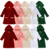 CHINEE Fall Winter Velvet Hooded Robes for Kids with Belt Plus Size