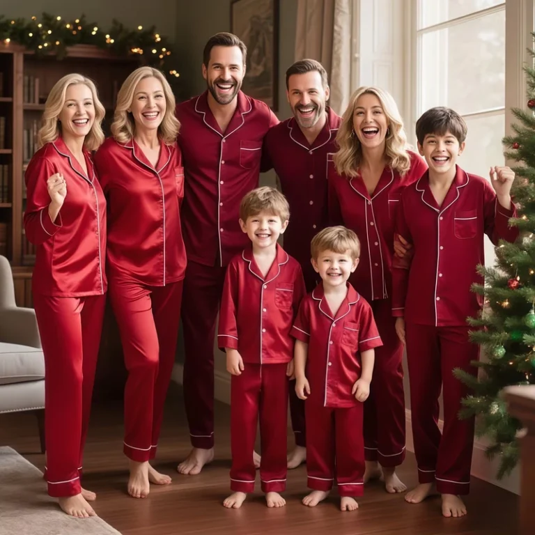 CHINEE-Family-Christmas-Casual-Pajamas-Set-Mommy-Me-Outfits-Matching-Clothes-Lapels-Mother-Dad-Son-Daughter-Silk-Cotton