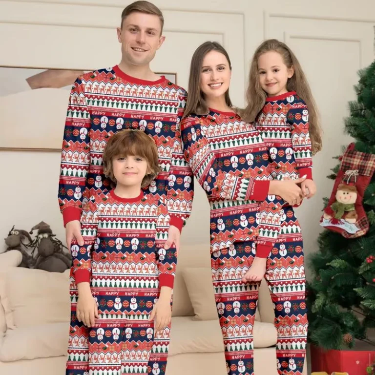 CHINEE-Family-Christmas-Matching-Pajamas-Red-Plaid-Long-Sleeve-Winter-Sleepwear-Parent-child-Set
