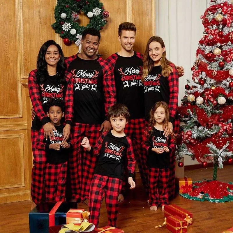 CHINEE Family Christmas Matching Pajamas Set for Baby Girls and Boys Plain Design Outfits for Autumn Summer Winter