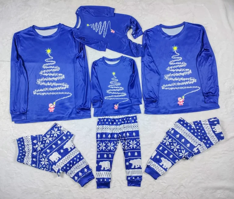 CHINEE-Family-Christmas-Matching-Pajamas-Sets-with-Elastic-Waist-Knitted-Waffle-Fabric