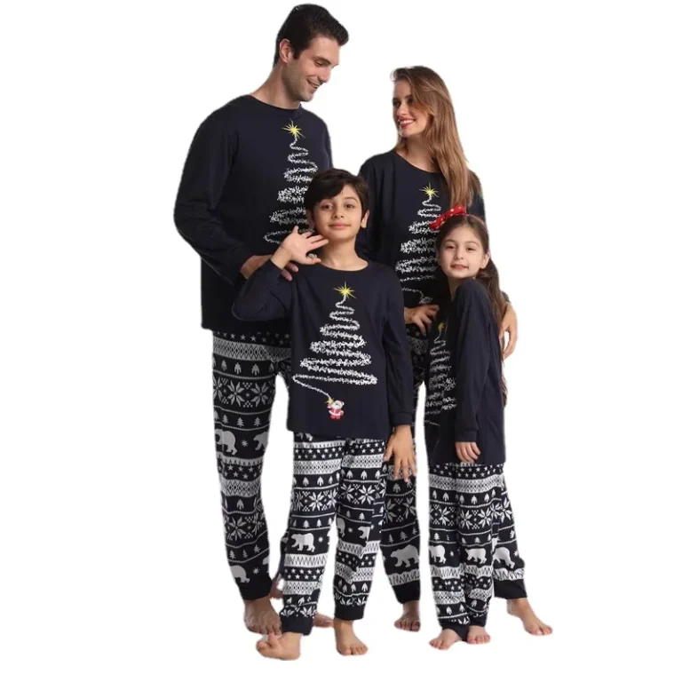 CHINEE-Family-Christmas-Pajamas-Set-4-Piece-Soft-Spandex-Cotton-Matching-PJs-for-Women-Men-Kids-and-Baby