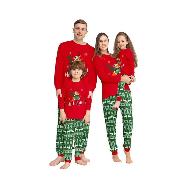 CHINEE Family Christmas Pajamas Set Breathable Women's Sleepwear Christmas Pajamas Family Matching Outfits for Party